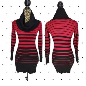 Beechers Brook Striped Red and Black Women's Sweater SIZE L
